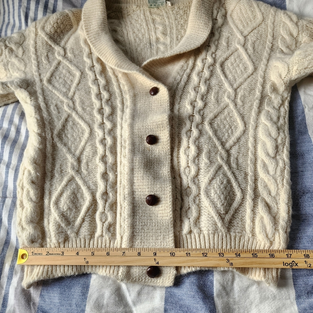 Vintage Irish Cladyknit Wool Aran Fisherman Cardigan Sweater - Picture 9 of 16
